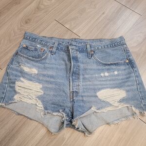 Levi's Light Blue Distressed Jean Shorts